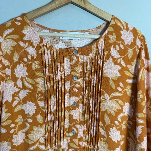 Petal + Pup Arden Floral Tunic Mini Dress Womens 6 Orange Flowy Tiered Button Up - Picture 6 of 14